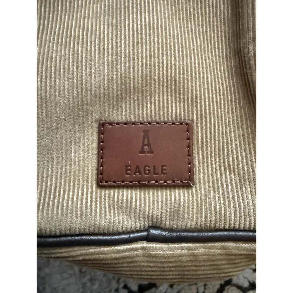 Vintage Y2K American Eagle Unisex Corduroy Crossbody Purse Bag Brown Boho
